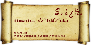 Simonics Áldáska névjegykártya